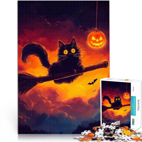 1000-teilige Puzzles für Erwachsene Herausfordernd Schwierig Schwarze Katze auf Besen Einzigartige Geburtstags- und Geschenkideen38x26cm 1000-teilige Puzzles für Erwachsene Herausfordernd Schwierig Schwarze Katze auf Besen Einzigartige Geburtstags- und Geschenkideen38x26cm von AITEXI