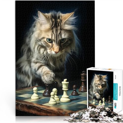 1000-teilige Puzzles für Erwachsene Herausforderndes Spiel Katze liebt Schach Wanddekoration Einzigartige Geburtstags- und Weihnachtsgeschenke38x26cm 1000-teilige Puzzles für Erwachsene Herausforderndes Spiel Katze liebt Schach Wanddekoration Einzigartige Geburtstags- und Weihnachtsgeschenke38x26cm von AITEXI