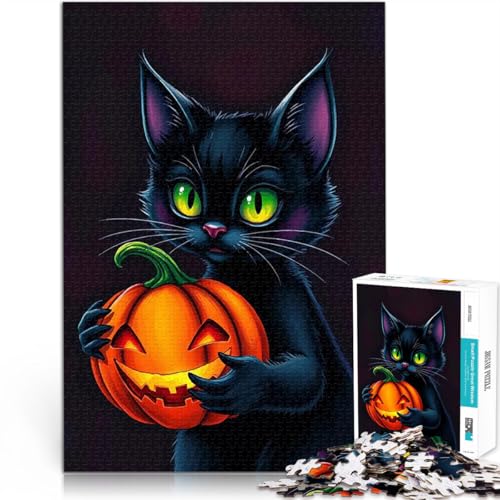 1000-teilige Puzzles für Erwachsene Herausforderndes Spiel Schwarze Katze mit Kürbis Lernspiel für Geburtstag, Weihnachten75x50cm 1000-teilige Puzzles für Erwachsene Herausforderndes Spiel Schwarze Katze mit Kürbis Lernspiel für Geburtstag, Weihnachten75x50cm von AITEXI