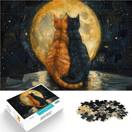 1000-teilige Puzzles für Erwachsene Herausforderndes Spiel Sternennacht mit Katzen Geburtstagsgeschenk, Geschenke75x50cm von AITEXI