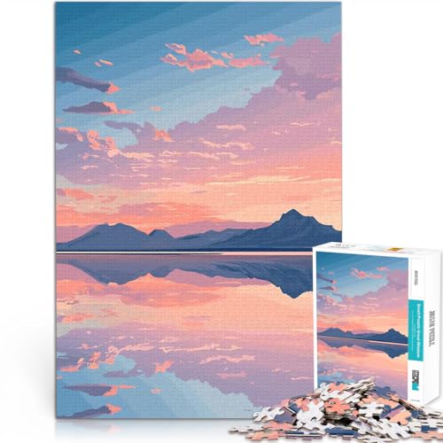 1000-teilige Puzzles für Erwachsene Herausforderndes Spielspielzeug Berg Spiegelung Sonnenuntergang Heimdekoration52x38cm von AITEXI