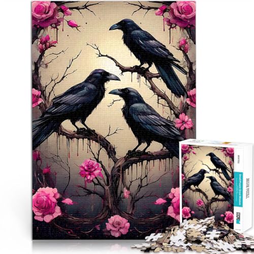 1000-teilige Puzzles für Erwachsene Intellektuelles Spiel DREI Raben auf einem Rosenbaum einzigartiges Herausforderungsspiel70x100cm 1000-teilige Puzzles für Erwachsene Intellektuelles Spiel DREI Raben auf einem Rosenbaum einzigartiges Herausforderungsspiel70x100cm von AITEXI