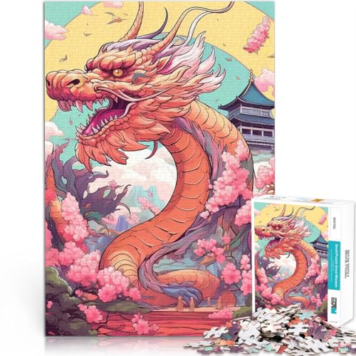 1000-teilige Puzzles für Erwachsene Intellektuelles Spiel Japanische Drachenkirsche einzigartiges Herausforderungsspiel75x50cm von AITEXI