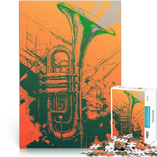 1000-teilige Puzzles für Erwachsene Intellektuelles Spiel Jazzinstrument-Illustration Verbessern Sie das Gedächtnis52x38cm von AITEXI