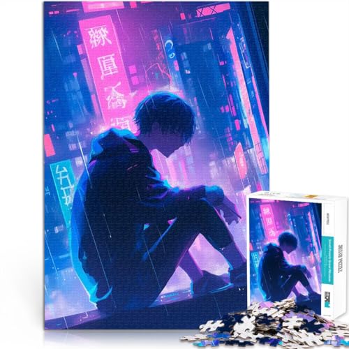 1000-teilige Puzzles für Erwachsene Lernspiele Heimdekoration Anime Boy in Neon City Einzigartige Wohndekoration und Geschenke52x38cm 1000-teilige Puzzles für Erwachsene Lernspiele Heimdekoration Anime Boy in Neon City Einzigartige Wohndekoration und Geschenke52x38cm von AITEXI