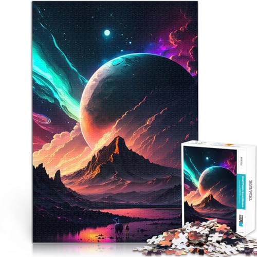 1000-teilige Puzzles für Erwachsene Lernspiele Heimdekoration Aurora Kosmische Morgendämmerung Lernspiel für Geburtstag, Weihnachten75x50cm von AITEXI