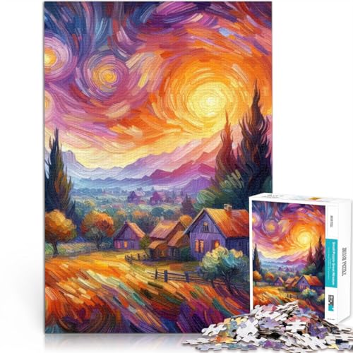 1000-teilige Puzzles für Erwachsene Lernspiele Heimdekoration Sternennachtdorf V14 Angebot als Geschenk für die ganze Familie52x38cm von AITEXI