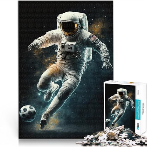 1000-teilige Puzzles für Erwachsene Lernspielzeug für die ganze Familie Astronaut spielt Fußball Tolle Geschenke und Spielzeuge70x100cm von AITEXI