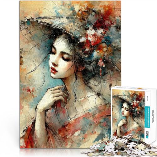 1000-teilige Puzzles für Erwachsene Pädagogisches Spielzeug zum Stressabbau Aquarellporträt Einer Frau EIN Kunstwerk75x50cm von AITEXI