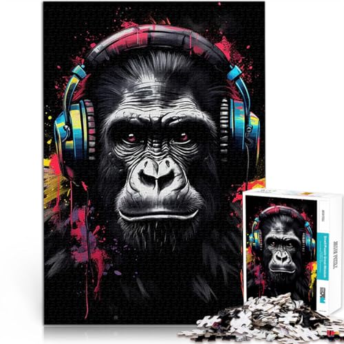 1000-teilige Puzzles für Erwachsene Pädagogisches Spielzeug zum Stressabbau Bunter Gorilla-Kopfhörer Heimdekoration70x100cm 1000-teilige Puzzles für Erwachsene Pädagogisches Spielzeug zum Stressabbau Bunter Gorilla-Kopfhörer Heimdekoration70x100cm von AITEXI