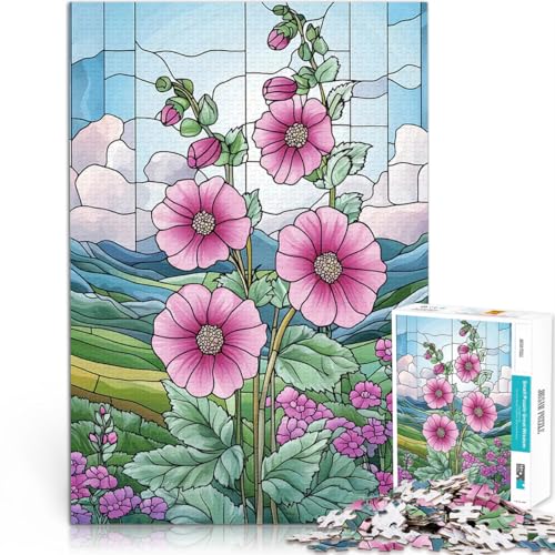 1000-teilige Puzzles für Erwachsene Pädagogisches Spielzeug zum Stressabbau Buntglasblumen einzigartiges Herausforderungsspiel75x50cm von AITEXI