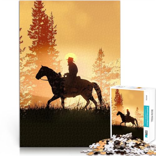 1000-teilige Puzzles für Erwachsene Pädagogisches Spielzeug zum Stressabbau Cowboyreiten Geburtstagsgeschenk, Geschenke75x50cm von AITEXI