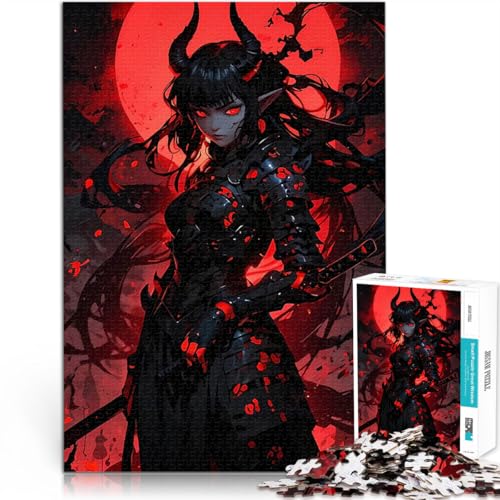 1000-teilige Puzzles für Erwachsene Pädagogisches Spielzeug zum Stressabbau Dämonisches Samurai-Mädchen Heimdekoration75x50cm von AITEXI