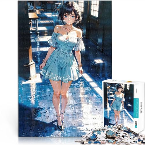 1000-teilige Puzzles für Erwachsene Pädagogisches Spielzeug zum Stressabbau EIN wunderschönes Anime-Mädchen EIN Kunstwerk38x26cm von AITEXI