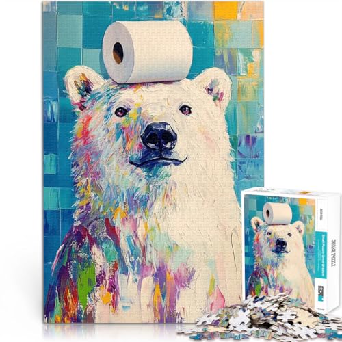 1000-teilige Puzzles für Erwachsene Pädagogisches Spielzeug zum Stressabbau Eisbär mit Toilettenpapier Kunstwerk Geschenk75x50cm von AITEXI