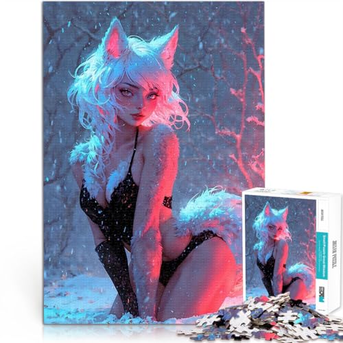 1000-teilige Puzzles für Erwachsene Quizspiel Niedliches weißes Fuchsmädchen im Winter Geburtstagsgeschenk, Geschenke, Wandkunst52x38cm 1000-teilige Puzzles für Erwachsene Quizspiel Niedliches weißes Fuchsmädchen im Winter Geburtstagsgeschenk, Geschenke, Wandkunst52x38cm von AITEXI