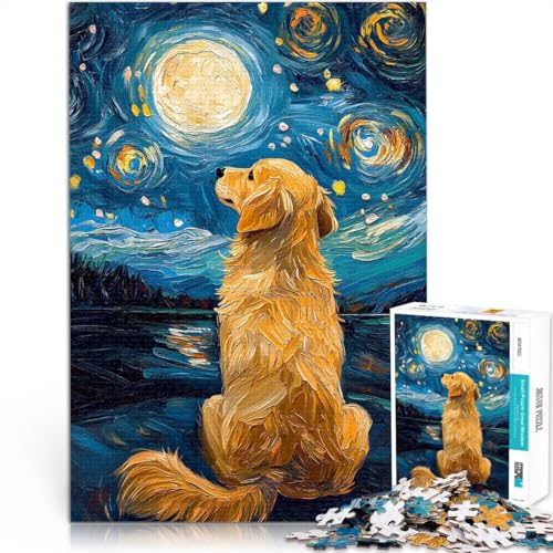 1000-teilige Puzzles für Erwachsene Spiele Spielzeug Geschenk Golden Retriever Sternennacht Künstlersammlung, Bildende Kunst52x38cm 1000-teilige Puzzles für Erwachsene Spiele Spielzeug Geschenk Golden Retriever Sternennacht Künstlersammlung, Bildende Kunst52x38cm von AITEXI