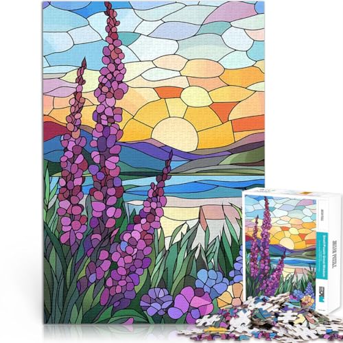 1000-teilige Puzzles für Erwachsene Spiele Spielzeug Geschenk Sonnenuntergangslandschaft mit Blumen EIN Kunstwerk38x26cm von AITEXI