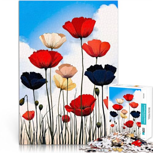 1000-teilige Puzzles für Erwachsene Spielzeug Lernspiele Stressabbau Mohnfeld-Malerei Geeignet für die Schreibtischdekoration52x38cm von AITEXI