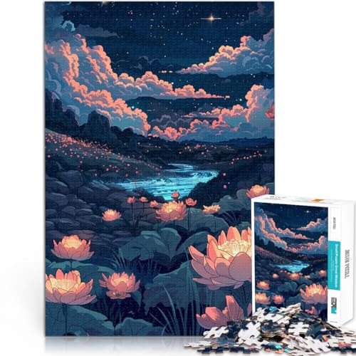 1000-teilige Puzzles für Erwachsene Spielzeug für die ganze Familie Sternennachtblüten Geburtstagsgeschenk, Geschenke38x26cm von AITEXI