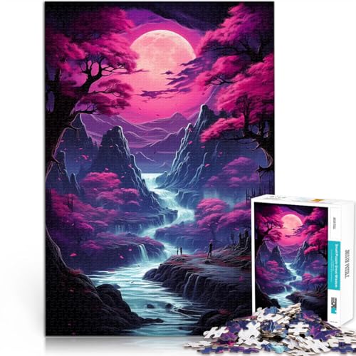 1000-teilige Puzzles für Erwachsene Stressabbau-Spielzeug Flusslandschaft Fantasie Geburtstagsgeschenk, Geschenke38x26cm von AITEXI