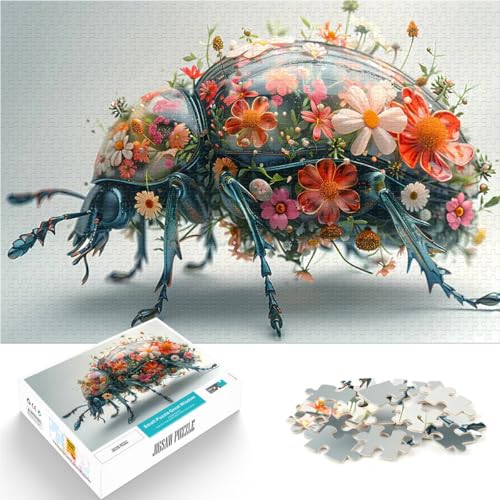 1000-teilige Puzzles für Erwachsene für Lernspiel-Herausforderungsspielzeug Käfer-Blumenstil Lernspiel für Geburtstag, Weihnachten52x38cm von AITEXI