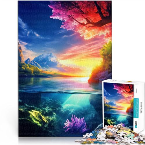 1000-teilige Puzzles für Erwachsene für Lernspiel-Herausforderungsspielzeug Unterwasser-Sonnenuntergangslandschaft Wohnkunstdekor38x26cm von AITEXI