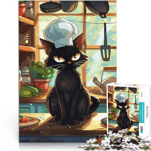 1000-teilige Puzzles für Erwachsene pädagogische Herausforderung Schwarze Katze in der Küche Geburtstagsgeschenk, Geschenke52x38cm 1000-teilige Puzzles für Erwachsene pädagogische Herausforderung Schwarze Katze in der Küche Geburtstagsgeschenk, Geschenke52x38cm von AITEXI