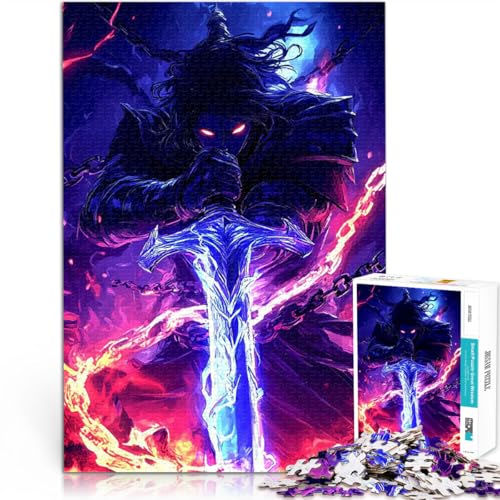 1000-teilige Puzzles für Teenager Denkspiel Dunkler Krieger mit dem feurigen Schwert der Macht, legendärer Gaming-Krieger Kunstwerk Geschenk38x26cm 1000-teilige Puzzles für Teenager Denkspiel Dunkler Krieger mit dem feurigen Schwert der Macht, legendärer Gaming-Krieger Kunstwerk Geschenk38x26cm von AITEXI