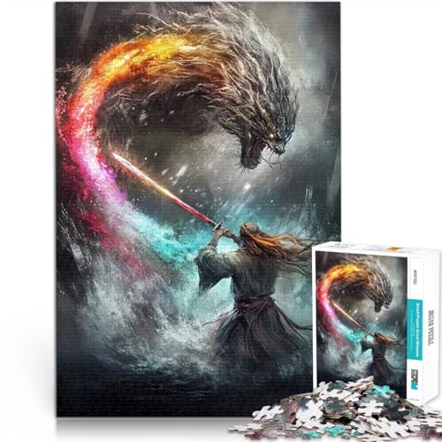 1000-teilige Puzzles für Teenager Denkspiel Samurai vs. Drache – Prismaklinge gegen die Elementarbestie Tolles Geschenk für Spiele70x100cm 1000-teilige Puzzles für Teenager Denkspiel Samurai vs. Drache – Prismaklinge gegen die Elementarbestie Tolles Geschenk für Spiele70x100cm von AITEXI