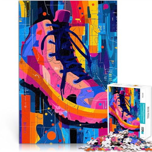 1000-teilige Puzzles für Teenager Denkspiel Sneaker mit expressionistischer Geometrie – 7 lebendige abstrakte Straßenkunst Wichtelgeschenke38x26cm von AITEXI