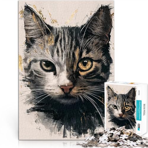 1000-teilige Puzzles für Teenager Gehirnintelligenz-Herausforderung süchtig machendes Spielzeug Katze Geburtstagsgeschenk38x26cm von AITEXI