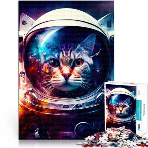 1000-teilige Puzzles für Teenager Geschenke zum Suchbegriff: Herausfordernde Spiele Katzenastronaut Wanddekoration70x100cm von AITEXI