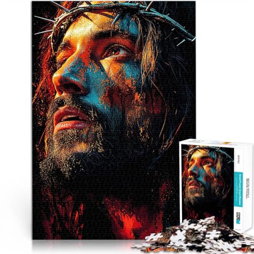 1000-teilige Puzzles für Teenager Herausforderndes Spielspielzeug Jesus Christus Porträt Die Liebe zwischen Paaren stärken52x38cm von AITEXI