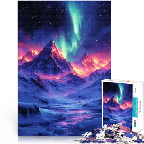 1000-teilige Puzzles für Teenager Lernspiel-Herausforderungsspielzeug Aurora Borealis Berg Wunschliste mit dem Weihnachtsmann38x26cm von AITEXI