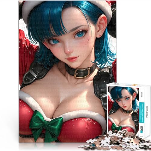 1000-teilige Puzzles für Teenager Mustermontage Anime-Mädchen im Weihnachtsmann-Outfit Lernspiel für Geburtstag, Weihnachten52x38cm von AITEXI