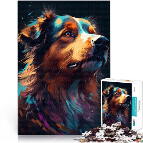 1000-teilige Puzzles für Teenager Pädagogisches Spielzeug zum Stressabbau Australischer Schäferhund EIN Kunstwerk75x50cm von AITEXI