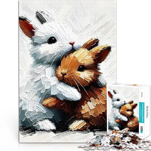 1000-teilige Puzzles für Teenager Pädagogisches Spielzeug zum Stressabbau Niedliche Kaninchen umarmen Geschenkideen52x38cm von AITEXI