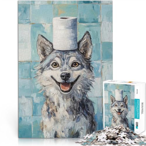 1000-teilige Puzzles für Teenager Pädagogisches Spielzeug zum Stressabbau Wolf mit Toilettenpapierhut Heimdekoration75x50cm von AITEXI