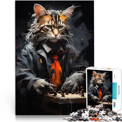1000-teilige Puzzles für Teenager Schwierig und herausfordernd Katze spielt Schach Malerei Tolle Geschenke und Spielzeuge52x38cm 1000-teilige Puzzles für Teenager Schwierig und herausfordernd Katze spielt Schach Malerei Tolle Geschenke und Spielzeuge52x38cm von AITEXI