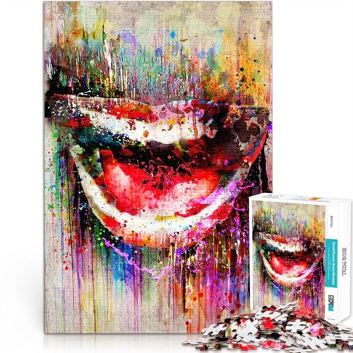 1000-teilige Puzzles für Teenager Schwierig und herausfordernd Lächeln, Mund, Lippen, Zähne, Kunst Geeignet für die Schreibtischdekoration38x26cm von AITEXI