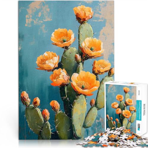 1000-teilige Puzzles für Teenager Spiel Kaktusblüte in einem Wüstengemälde eignet ganze Familie75x50cm von AITEXI