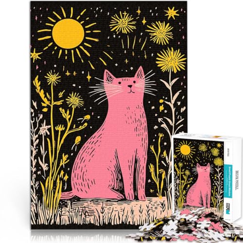 1000-teilige Puzzles für Teenager Spielspielzeug Süße rosa Katze unter den Sternen minimalistische Illustration Perfekte Dekoration75x50cm 1000-teilige Puzzles für Teenager Spielspielzeug Süße rosa Katze unter den Sternen minimalistische Illustration Perfekte Dekoration75x50cm von AITEXI