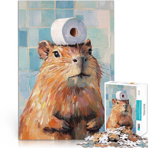 1000-teilige Puzzles für Teenager Spielzeug Lernspiele Stressabbau Capybara mit Toilettenpapier Geburtstagsgeschenk, Geschenke52x38cm von AITEXI