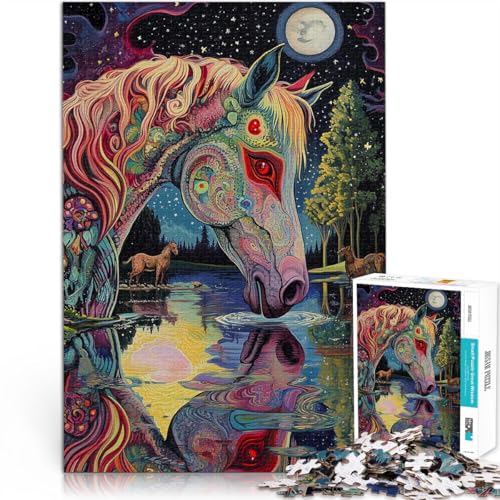 1000-teilige Puzzles für Teenager Spielzeug Lernspiele Stressabbau rotäugiges Pferd Wunschliste mit dem Weihnachtsmann52x38cm von AITEXI
