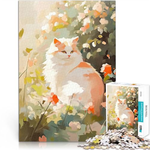 1000-teilige Puzzles für Teenager Stressabbau-Spielzeug Blumenkatzengemälde denn eignet ganze Familie75x50cm von AITEXI