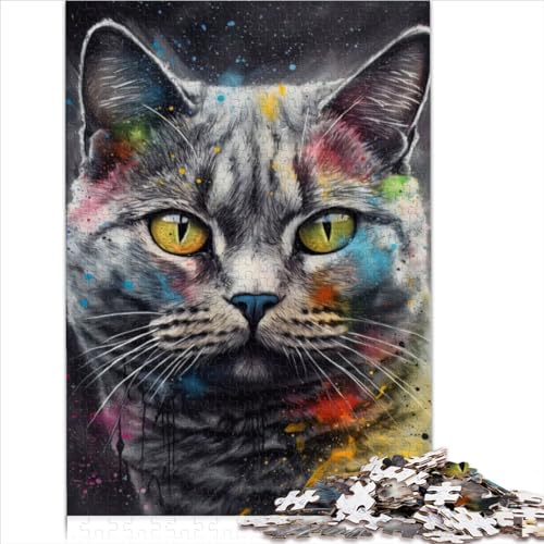 AITEXI 1000-teiliges Holzpuzzle, Britisches Kurzhaar-Gemälde, Puzzle als Geschenk, Teenager, Kinder, Entspannungspuzzlespiele, Denksport-Puzzle, 50 x 75 cm von AITEXI