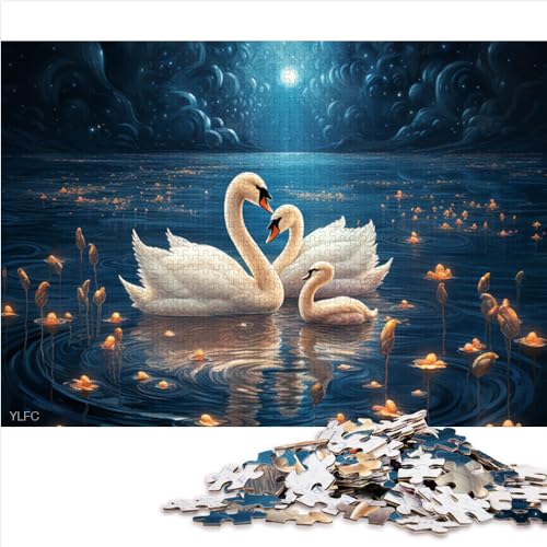 1000-teiliges Puzzle für Erwachsene, Fantasy-Holzpuzzle mit weißem Schwan, für Erwachsene und Kinder ab 12 Jahren, tolles Geschenk für Erwachsene und Kinder (50 x 75 cm) von AITEXI