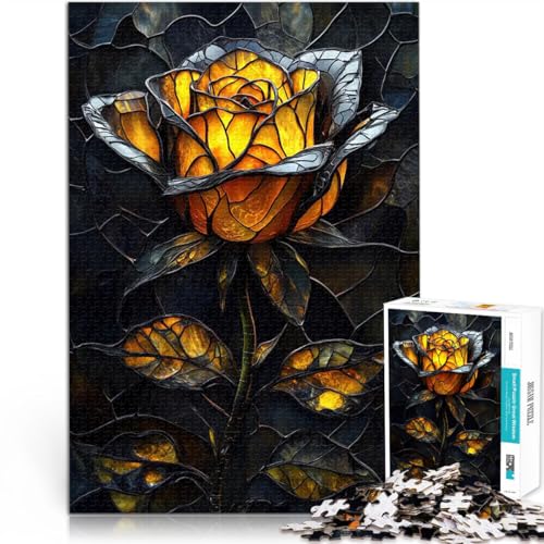 1000-teiliges Puzzle für Erwachsene Anspruchsvolles Spiel und Familienspaß Buntglasrose einzigartiges Herausforderungsspiel38x26cm von AITEXI