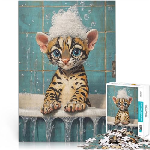 1000-teiliges Puzzle für Erwachsene Denkspiel Badezeit für Bengal-Kätzchen Lustige Aktivitäten für zu Hause, Geburtstagsgeschenk, Reisegeschenk,75x50cm 1000-teiliges Puzzle für Erwachsene Denkspiel Badezeit für Bengal-Kätzchen Lustige Aktivitäten für zu Hause, Geburtstagsgeschenk, Reisegeschenk,75x50cm von AITEXI